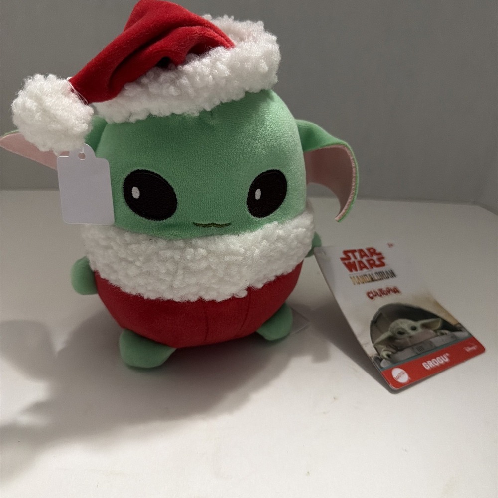 Star Wars Mandalorian Grogu Cuutopia Plush Santa Hat Holiday Mattel HHN94 NWT